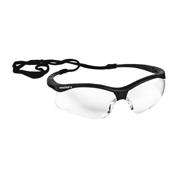 V30 Nemesis Small, Safety Glasses, Uncoated, Clear Lens, Black Frame, Half-Frame