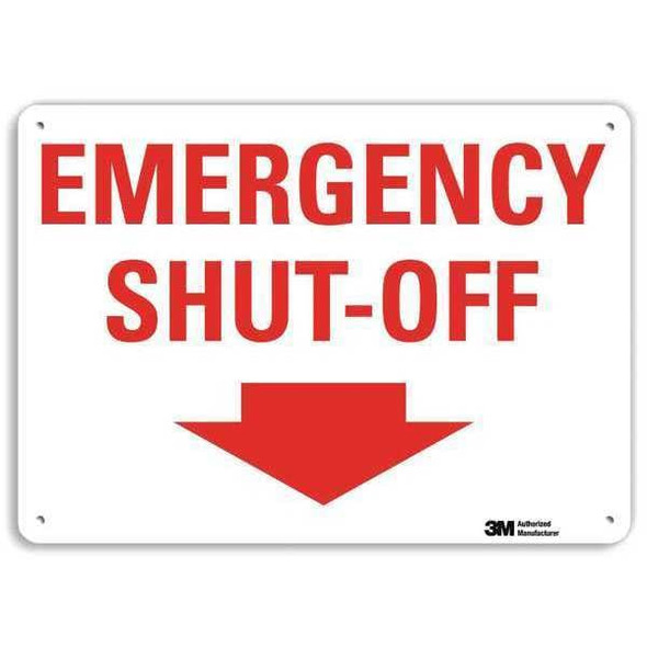 Emergency SHUT-OFF, 7 in x 10 in, Vertical Rectangle, Aluminum, U7-1141-NA_10x7