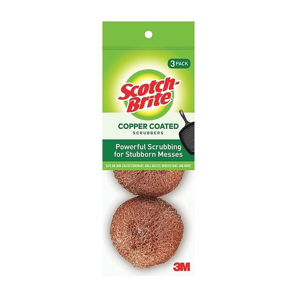Scotch-Brite Scouring Pad,3"L,Copper Coated,PK3 213C