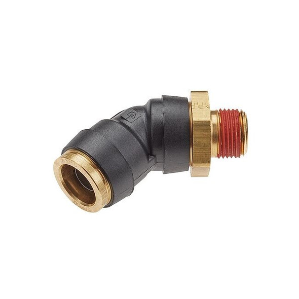 Legris Elbow,Brass,Push-Fit1/4in,MNPT1/4in VS379PTCR-4-4