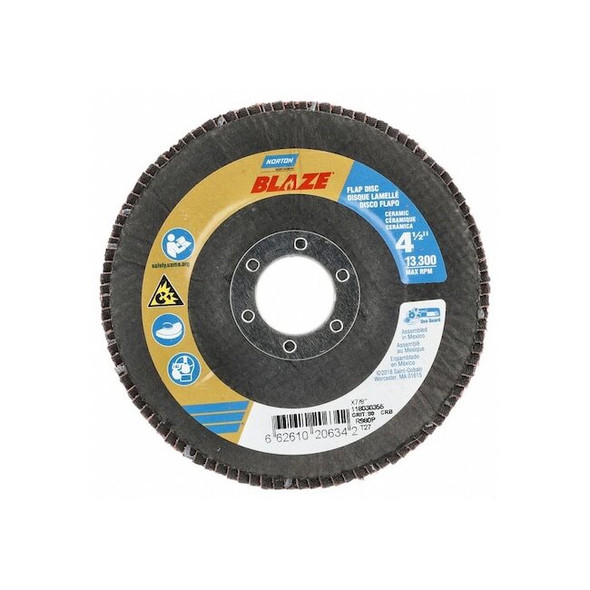 Norton Abrasives Flap Disc,Ceramic,Type 27,4 1/2" dia 66261020634 Pack of 10