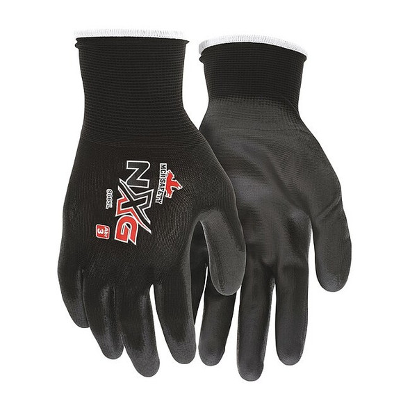 Coated Gloves, Polyurethane, Smooth, Palm, 4 Abrasion Level, Black, M (8) 1 PR