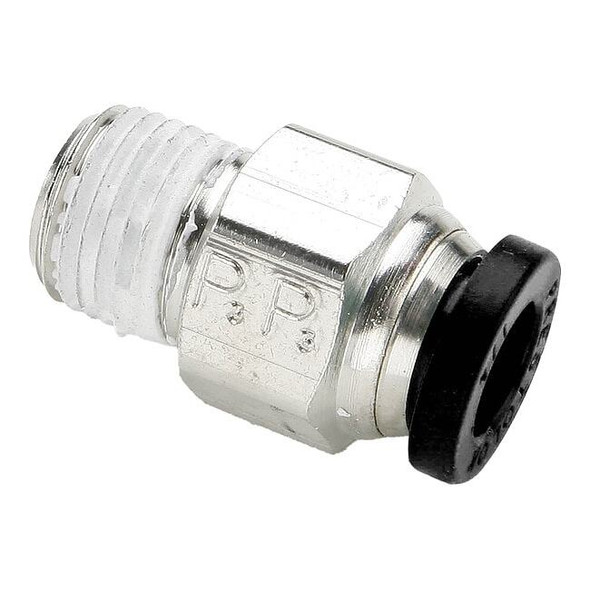 Parker Push-to-Connect Fitting, Brass, Silver W68PLP-6-6
