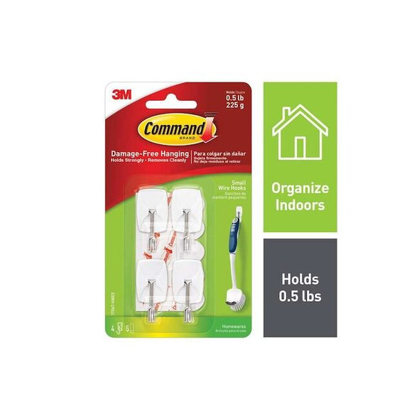 Command Hook, White, Plastic, 3/4 in D, 4/Pack 17067-HWESF Pack of 36