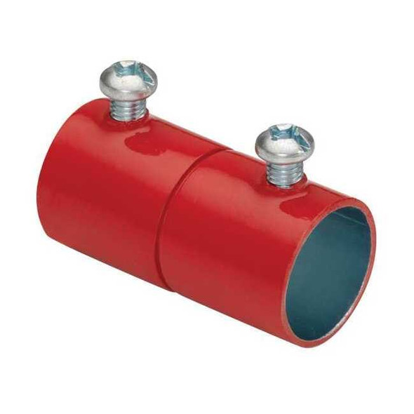 EMT Coupling, 1-1/2 in, Set Screw, Steel, Plain, Red Pack of 10