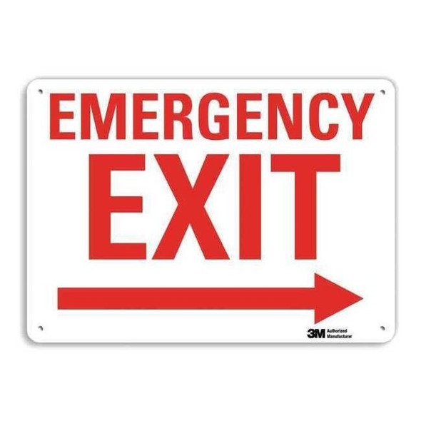 Exit Sign, Recycled Plastic, 14" W, 10" H, Emergency Exit, White