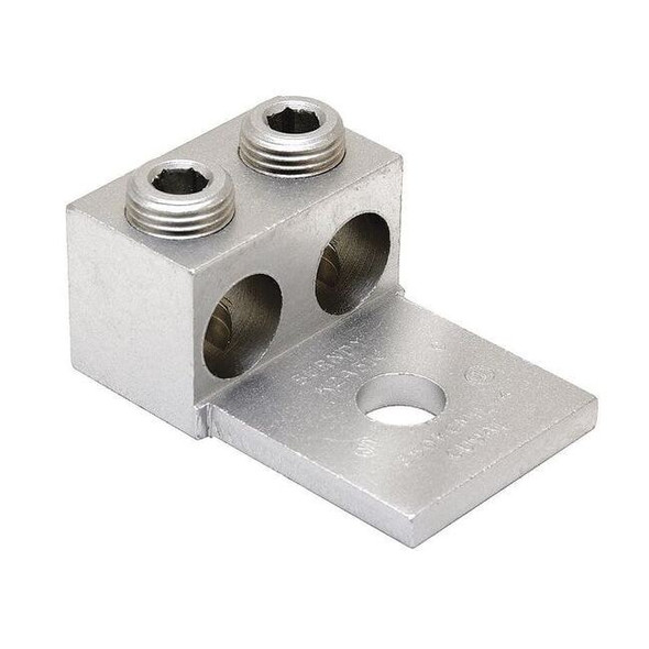 Mechanical Lug, 2/0 AWG Max, 2 Conductor, 1 Hole, 1/4 in Stud, Aluminum