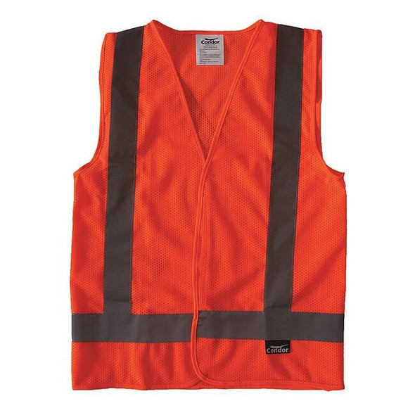 Condor Safety Vest,Orange/Red,X-S,Hook-and-Loop 491R82