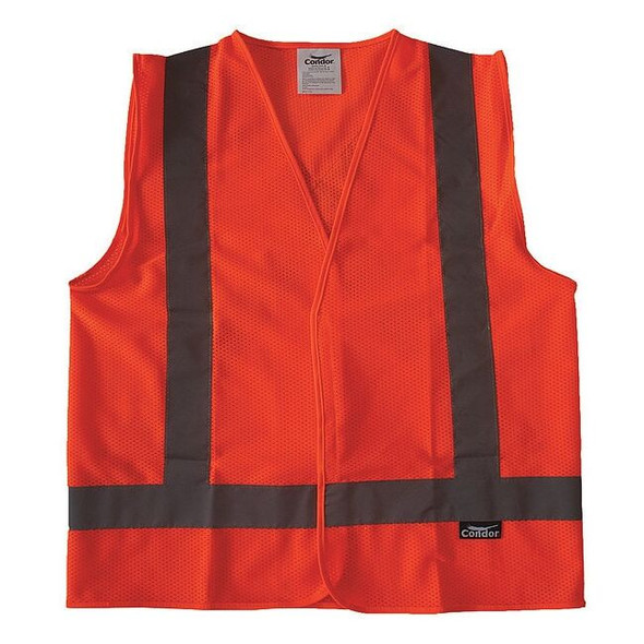 Condor Safety Vest,Orange/Red,L,Hook-and-Loop 491R78