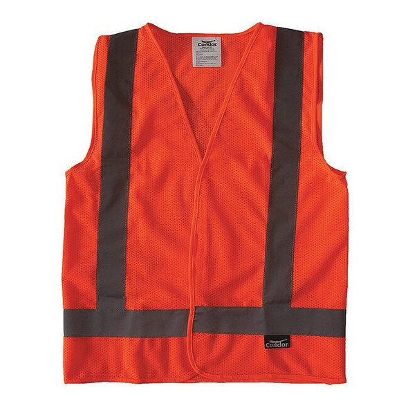 Condor Safety Vest,Orange/Red,S,Hook-and-Loop 491R80