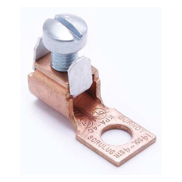 Mechanical Lug, 4 AWG Max, 1 Conductor, 1 Hole, 1/4 in Stud, Copper
