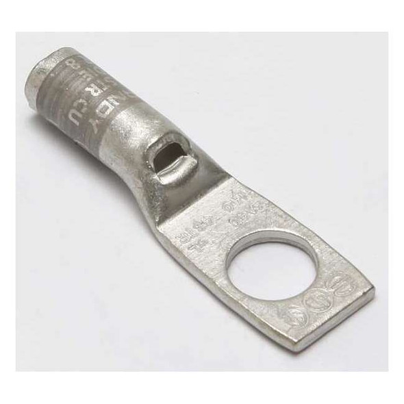 One-Hole Compression Lug, 4 AWG Max, 3/8 in Stud, Standard Barrel, Copper, Gray