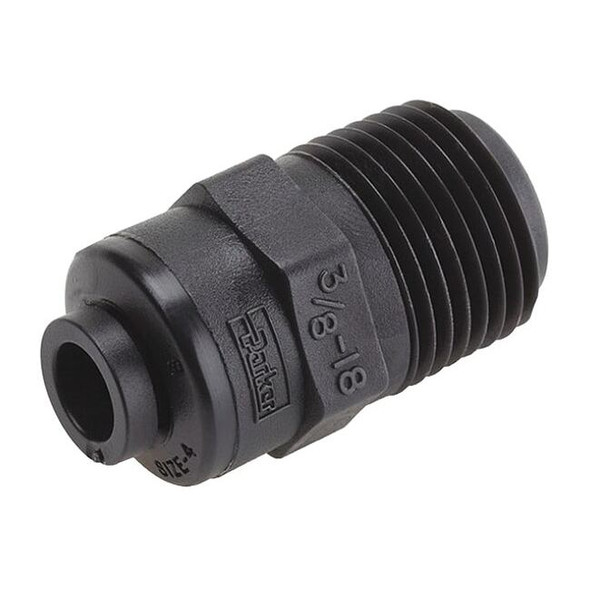 Trueseal Push-Fit Adapter Fitting, 3/8 in Tube Size, PVDF, Black FB6MC2-HBLK