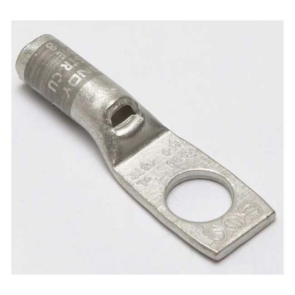 One-Hole Compression Lug, 4 AWG Max, 1/4 in Stud, Standard Barrel, Copper, Gray