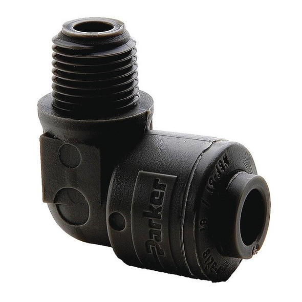 Trueseal Push-Fit Elbow Fitting, 1/4 in Tube Size, PVDF, Black FB4ME4-HBLK