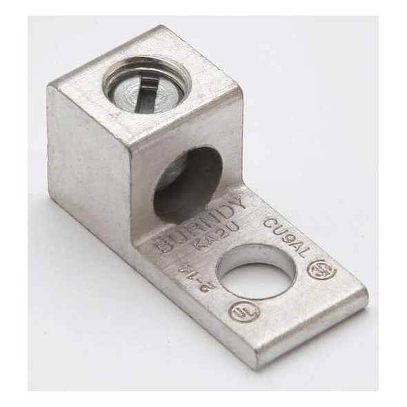 Mechanical Lug, 2 AWG Max, 1 Conductor, 1 Hole, 1/4 in Stud, Aluminum