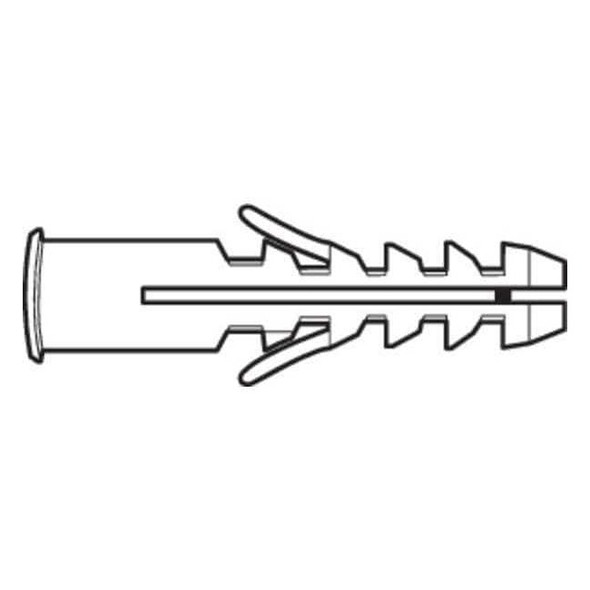 Wall Anchor, 1-3/16" L, Plastic, Not Rated Tension Strength, 100 PK
