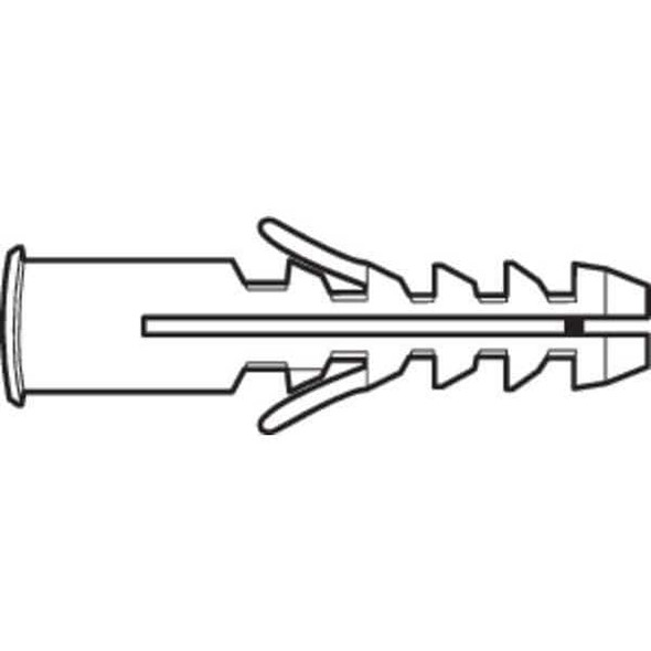 Wall Anchor, 1-3/16" L, Plastic, Not Rated Tension Strength, 100 PK