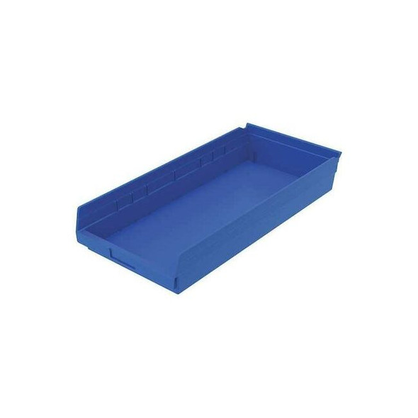 Shelf Storage Bin, Plastic, Blue, 4 in H, 11 1/8 in W, 23 5/8 in L Pack of 6