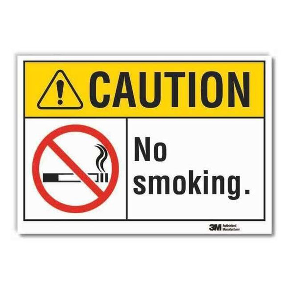 Caution, No Smoking, 7 in W x 5 in H, Horizontal Rectangle, Reflective Sheeting