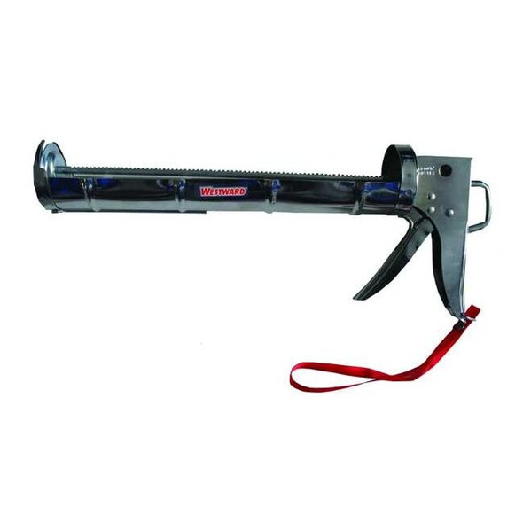 Caulk Gun, 10 oz Container Size, Steel, 12:01, Half Barrel Frame, Silver