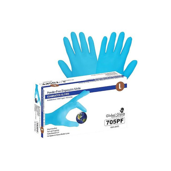 Disposable Gloves, 5 mil, Nitrile, Powder-Free, Xl, 100 Pk, Blue Pack of 10