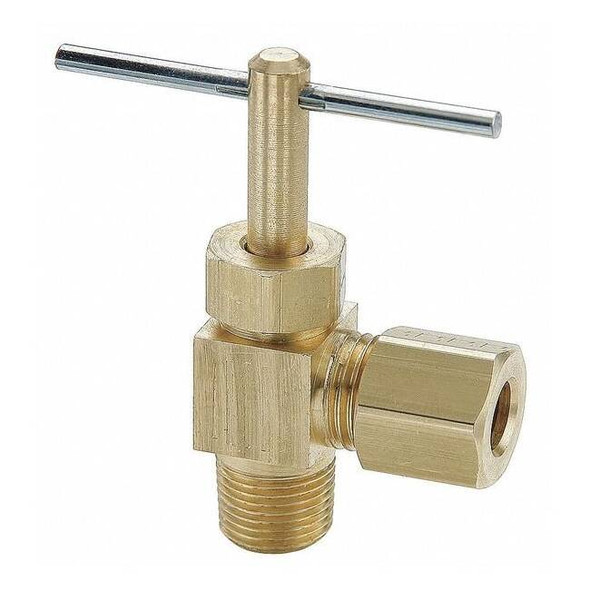 Parker Needle Valve, Angled, 1/8x1/4, Compression NV104C-4-2