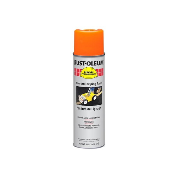 Inverted Striping Paint, 18 oz, Safety Orange, Solvent -Based Pack of 6