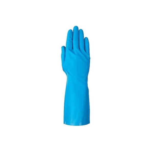 Chemical Resistant Gloves, Nitrile, Full, Gauntlet, Blue, 9, 1 PR Pack of 12