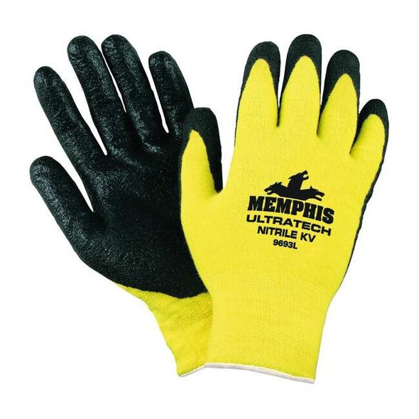 Cut-Resistant Coated Gloves, Cut Level A2 ,Dipped ,Nitrile ,Smooth ,M 1 PR