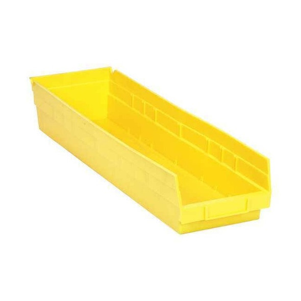Shelf Storage Bin, Polypropylene, Yellow, 4 in H, 6 5/8 in W, 23 5/8 in L