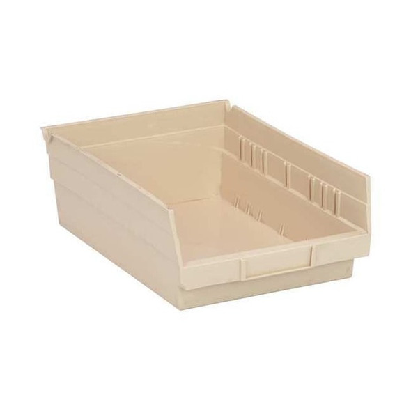 Shelf Storage Bin, Polypropylene, Ivory, 4 in H, 8 3/8 in W, 11 5/8 in L