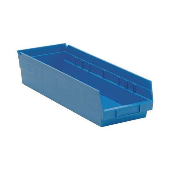 Shelf Storage Bin, Polypropylene, Blue, 4 in H, 6 5/8 in W, 17 7/8 in L