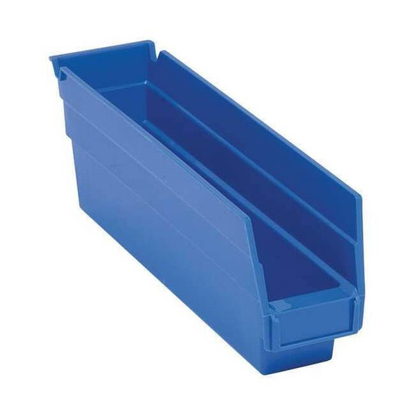 Shelf Storage Bin, Polypropylene, Blue, 4 in H, 2 3/4 in W, 11 5/8 in L