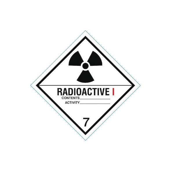 Manufacturer Varies DOT Label Radioactive I 4"x4" Black/White, Pk100 8EZ64