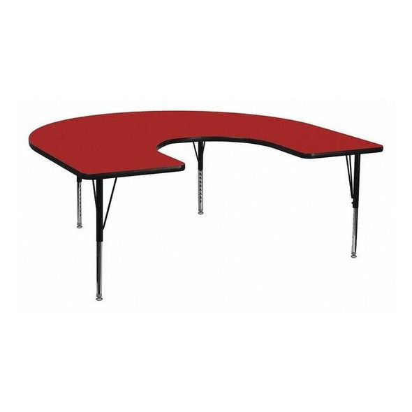 Horseshoe Activity Table, 60" W, 66" L, 25.125" H, Laminate, Red