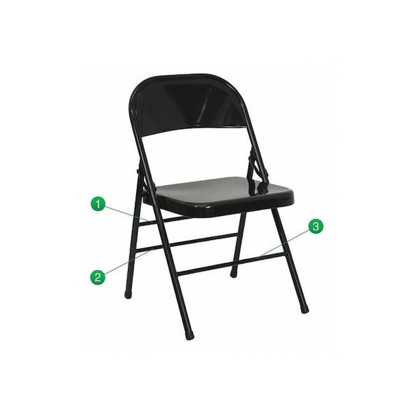 Flash Furniture Metal Folding Chair,Black HF3-MC-309AS-BK-GG Pack of 2