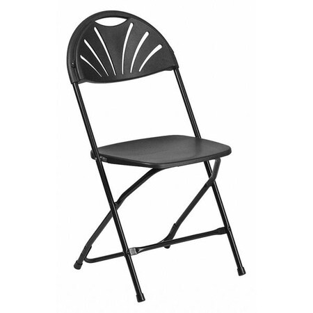 Flash Furniture Folding Chair,Plastic,Fan Back,Black LE-L-4-BK-GG Pack of 2