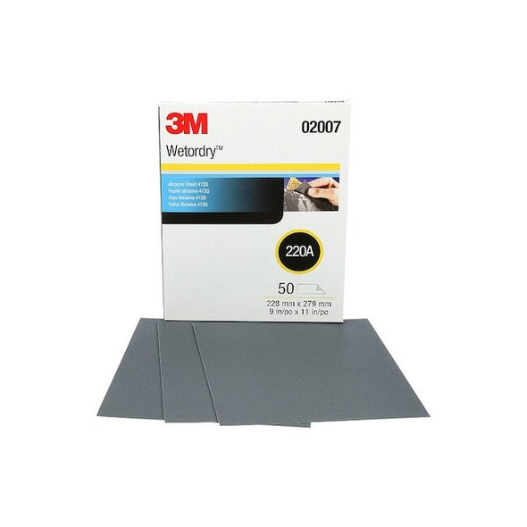 3m Sanding Sheet,11 in L,9 in W,220 G 02007 Pack of 50