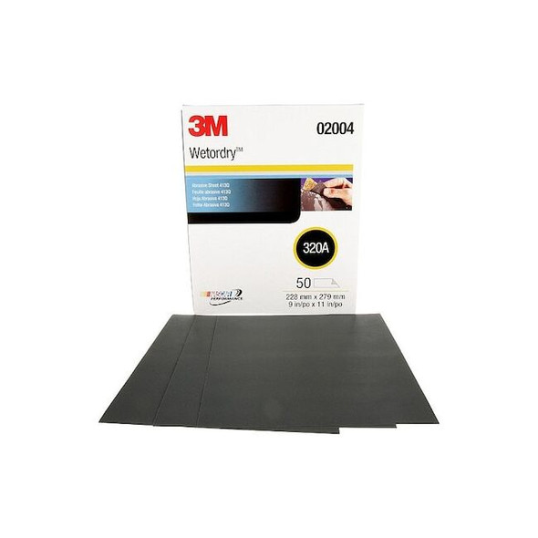 3m Sanding Sheet,11 in L,9 in W,320 G 7000148222 Pack of 50
