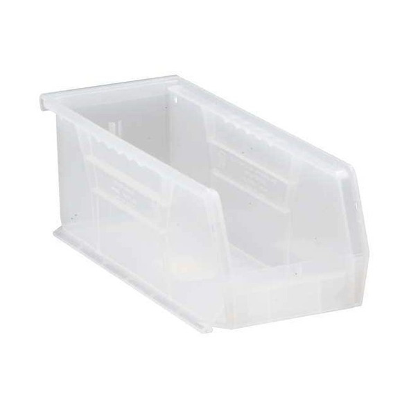 Hang & Stack Storage Bin, Polypropylene, Clear, 4 in H, 4 1/8 in W, 10 7/8 in L