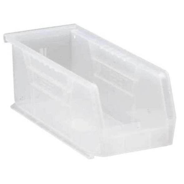 Hang & Stack Storage Bin, Polypropylene, Clear, 4 in H, 4 1-8 in W, 10 7-8 in L  QUS224CL