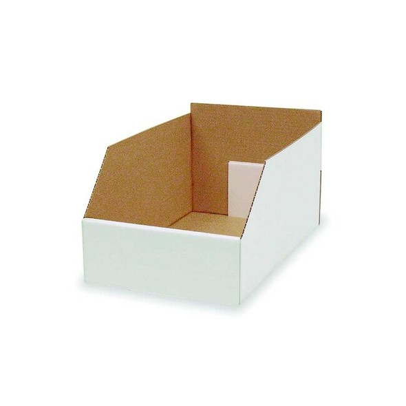 Corrugated Shelf Bin, Cardboard, 10 1/4 in W, 8 1/2 in H, White Pack of 15