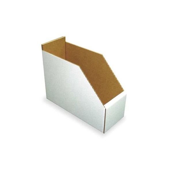 Corrugated Shelf Bin, Cardboard, 4 1/4 in W, 8 1/2 in H, White Pack of 15