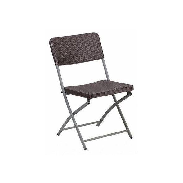 Flash Furniture Brn Rattan Plastic Folding Chr DAD-YCZ-61-GG Pack of 2