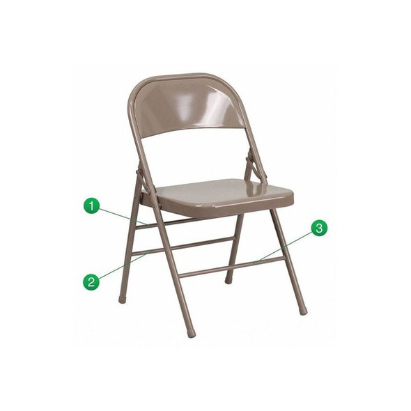 Flash Furniture Folding Chair,Metal,Beige HF3-MC-309AS-BGE-GG Pack of 2