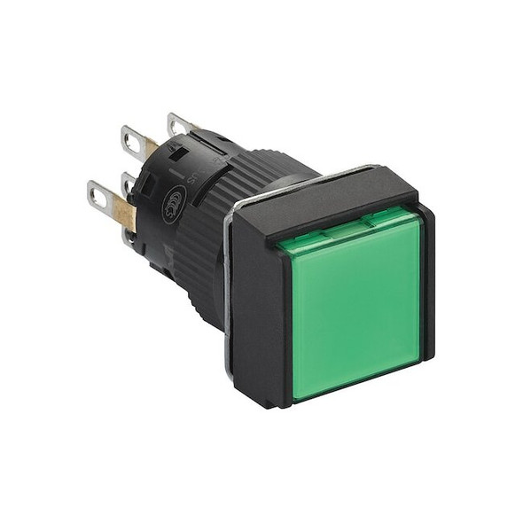 Illuminated Push Button, 16 mm, DPDT, Green Pack of 5