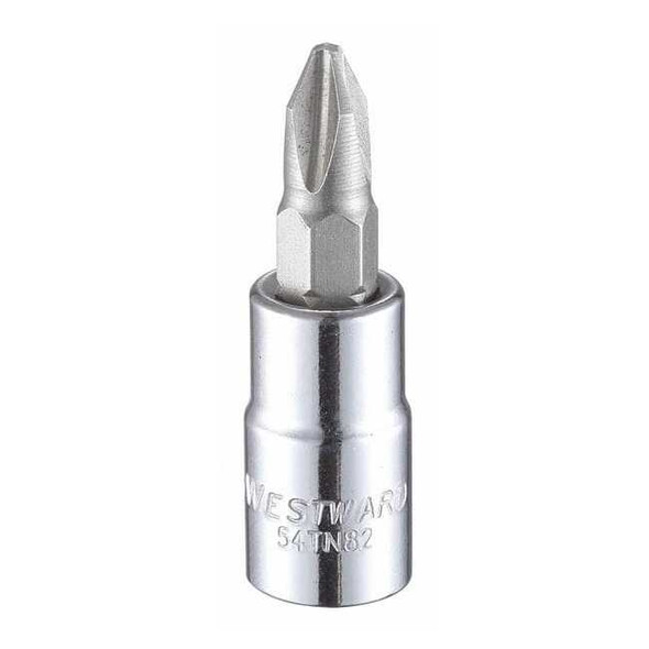 Westward 1/4 in Drive Phillips Socket Bit SAE No. 2 Tip, 1 1/2 in L 54TN82