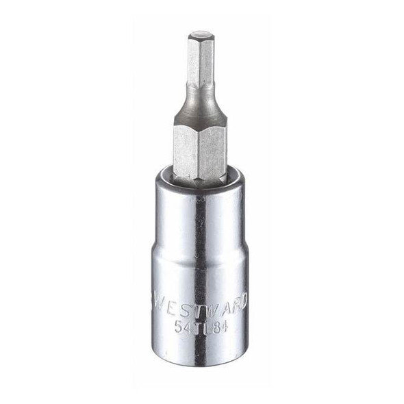 Westward 1/4 in Drive Hex Socket Bit SAE 1/8 in Tip, 1 1/2 in L 54TL84