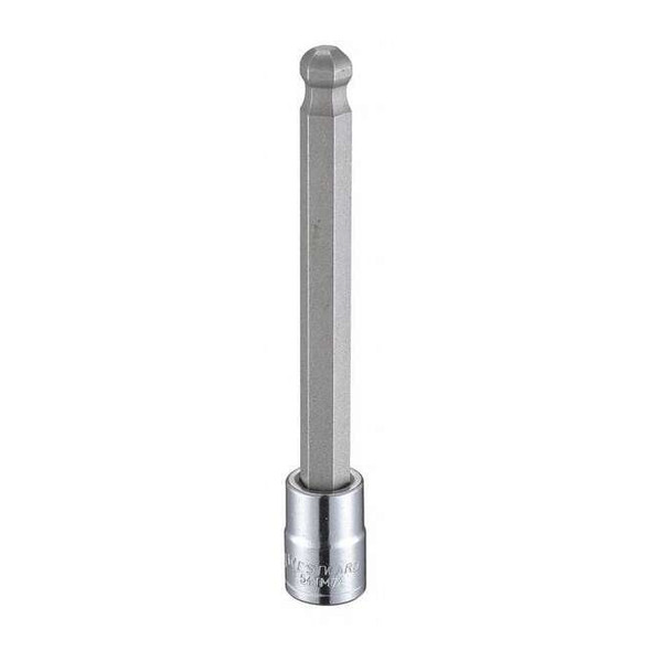 Westward 3/8 in Drive Ball Hex Socket Bit Metric 10 mm Tip, 4 3/4 in L 54TM74